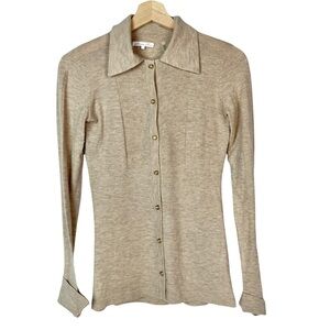 Minnie‎ Rose Light Brown Button Down Merino Wool Cardigan Sweater XS
